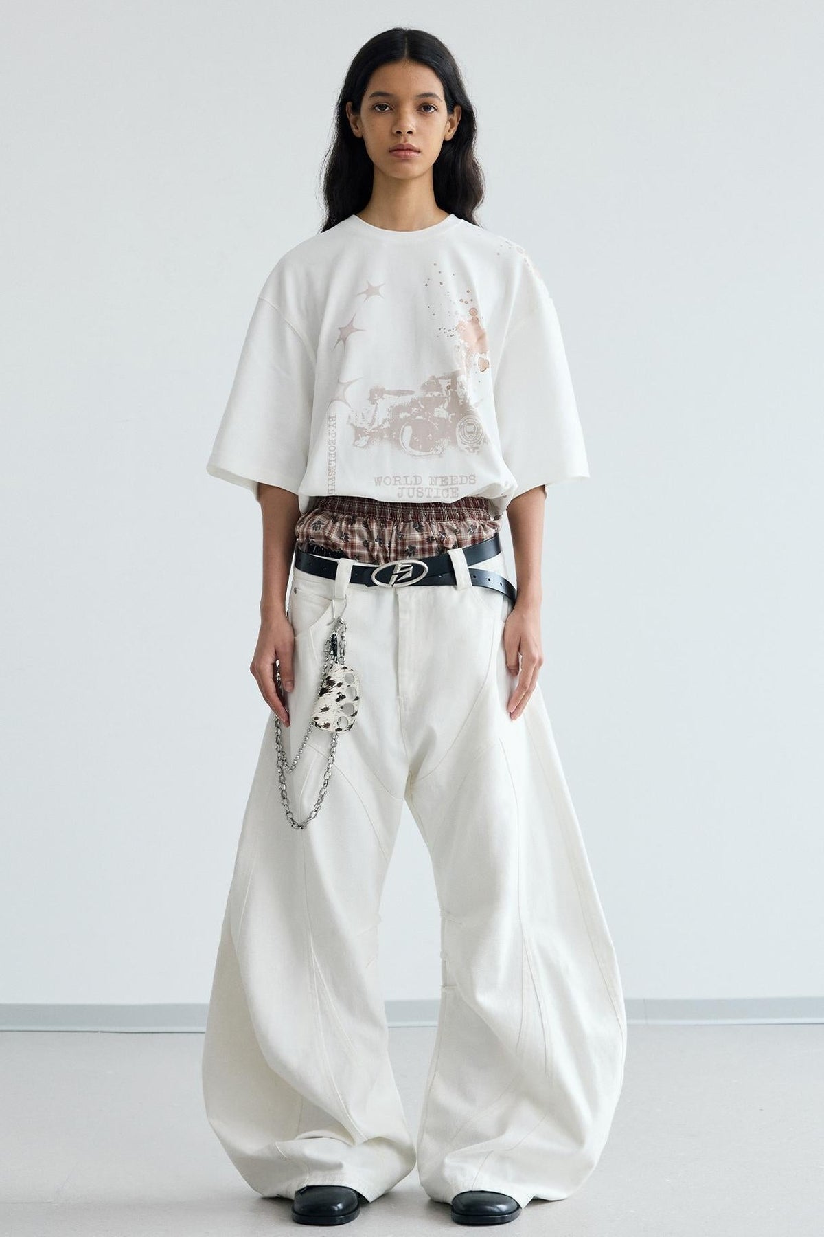 Frayed Wide-Leg Machete Jeans