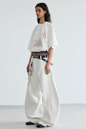 Frayed Wide-Leg Machete Jeans