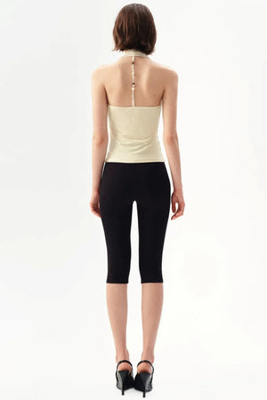 French Beaded Halter Backless Top