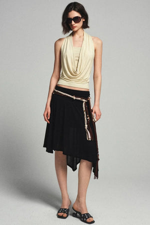 French Beaded Halter Backless Top