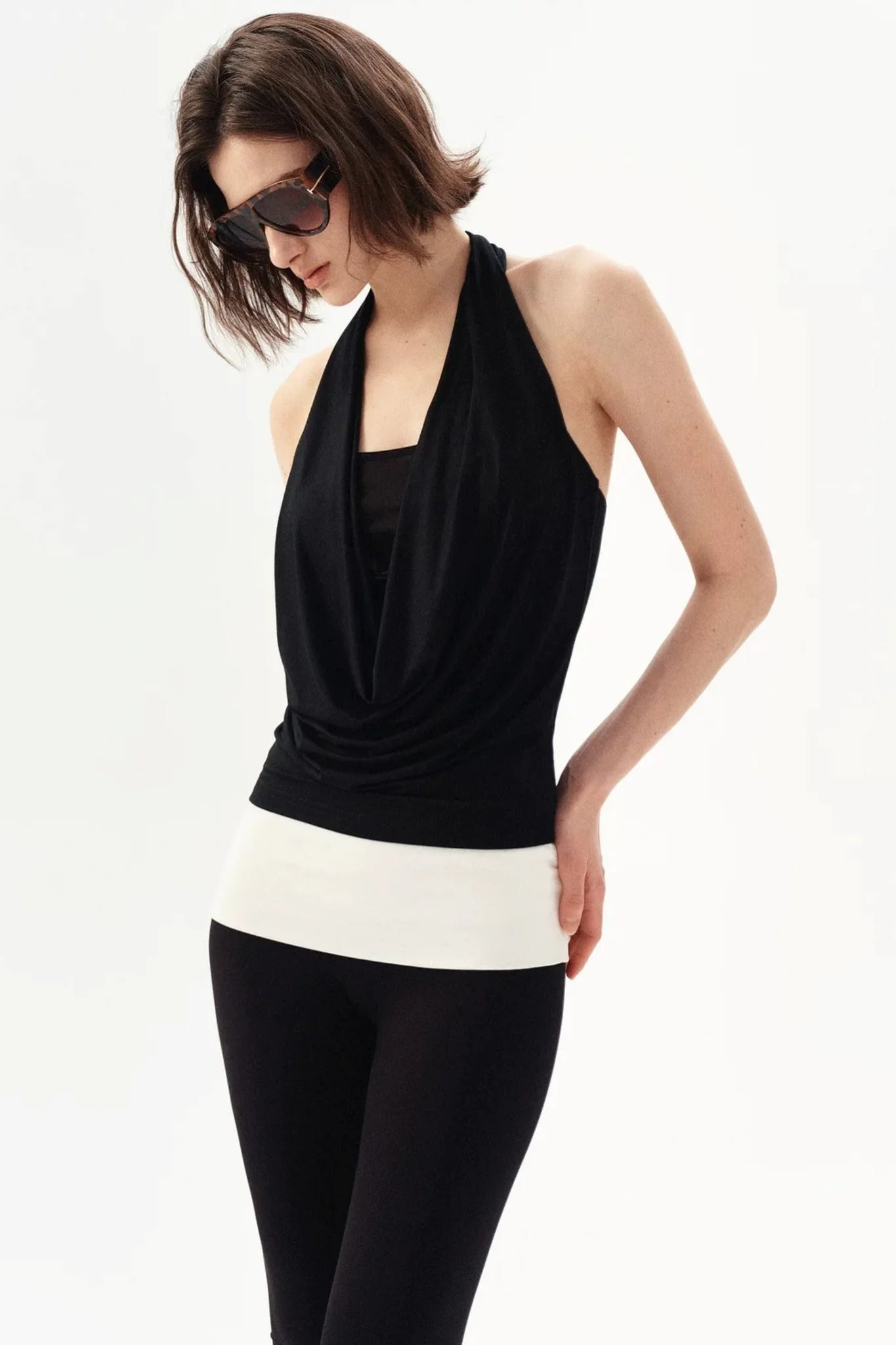 French Beaded Halter Backless Top