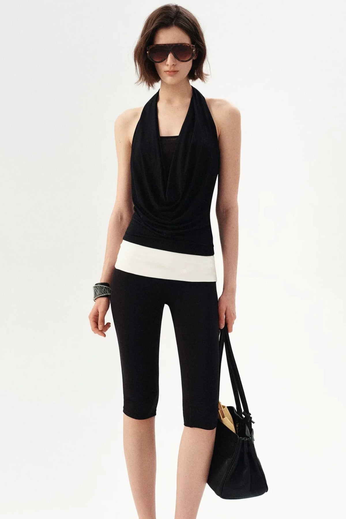 French Beaded Halter Backless Top
