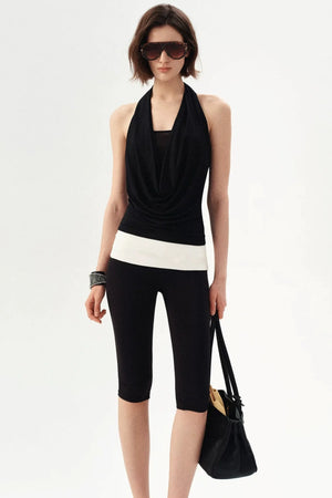 French Beaded Halter Backless Top