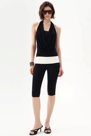 French Beaded Halter Backless Top
