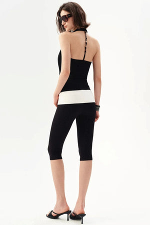 French Beaded Halter Backless Top