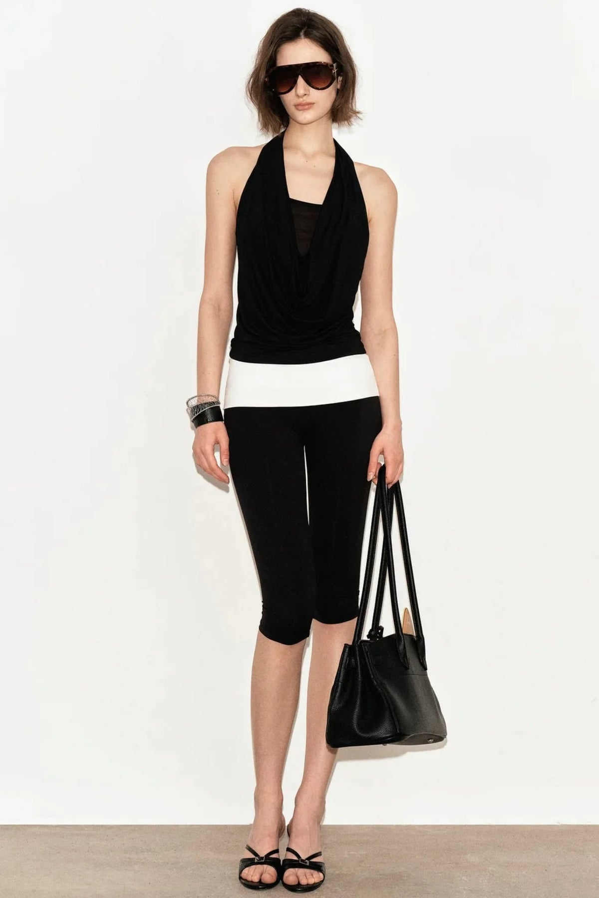 French Beaded Halter Backless Top