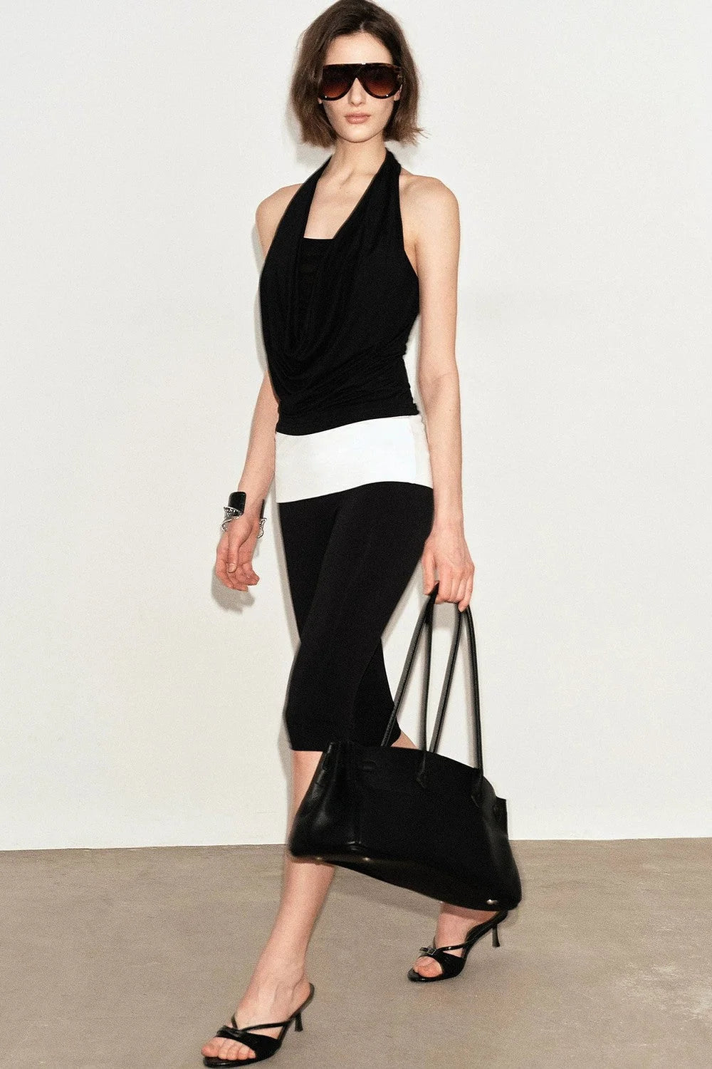 French Beaded Halter Backless Top