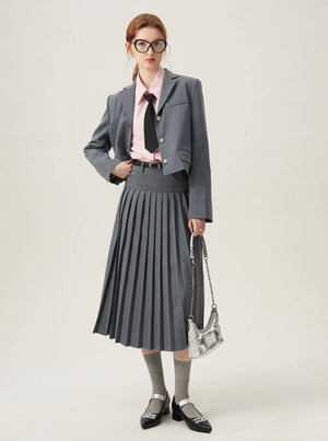 French Blazer High Waist A-Line Skirt Set-Up