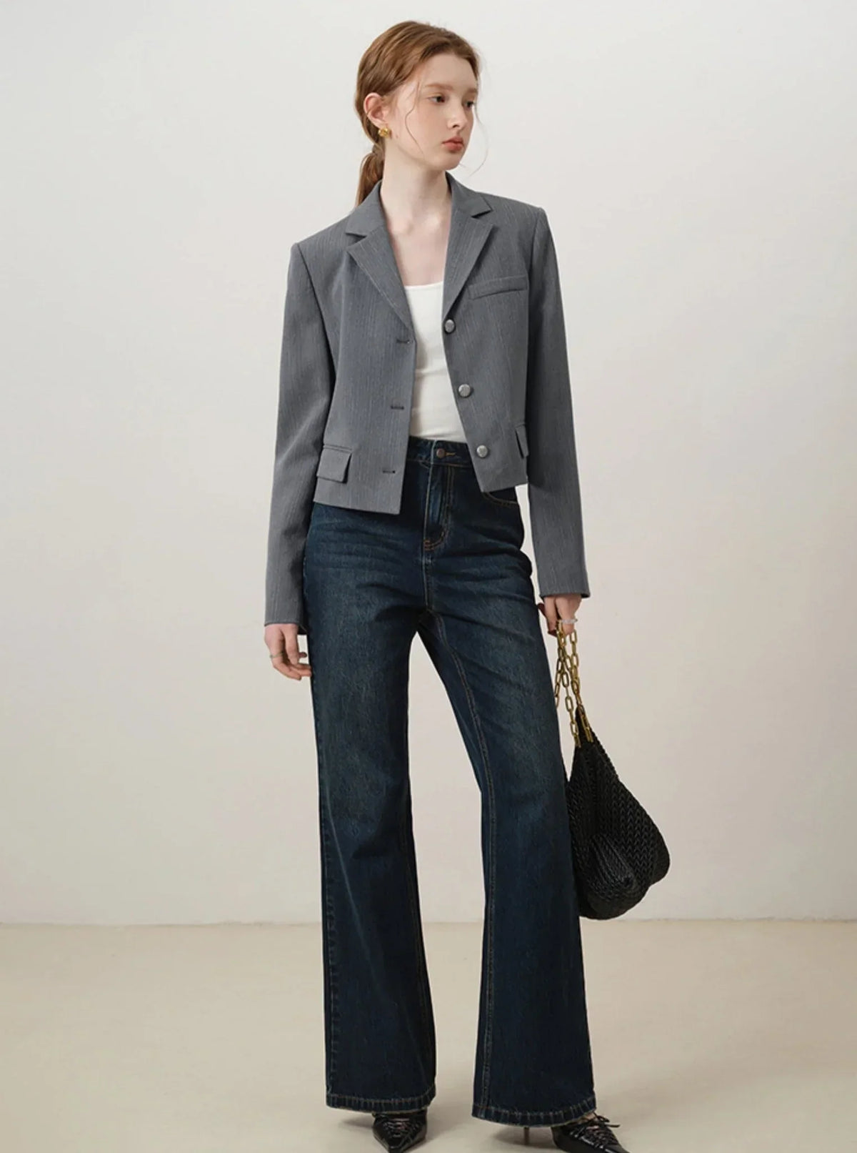 French Blazer High Waist A-Line Skirt Set-Up