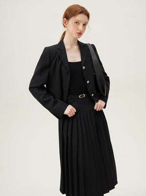 French Blazer High Waist A-Line Skirt Set-Up