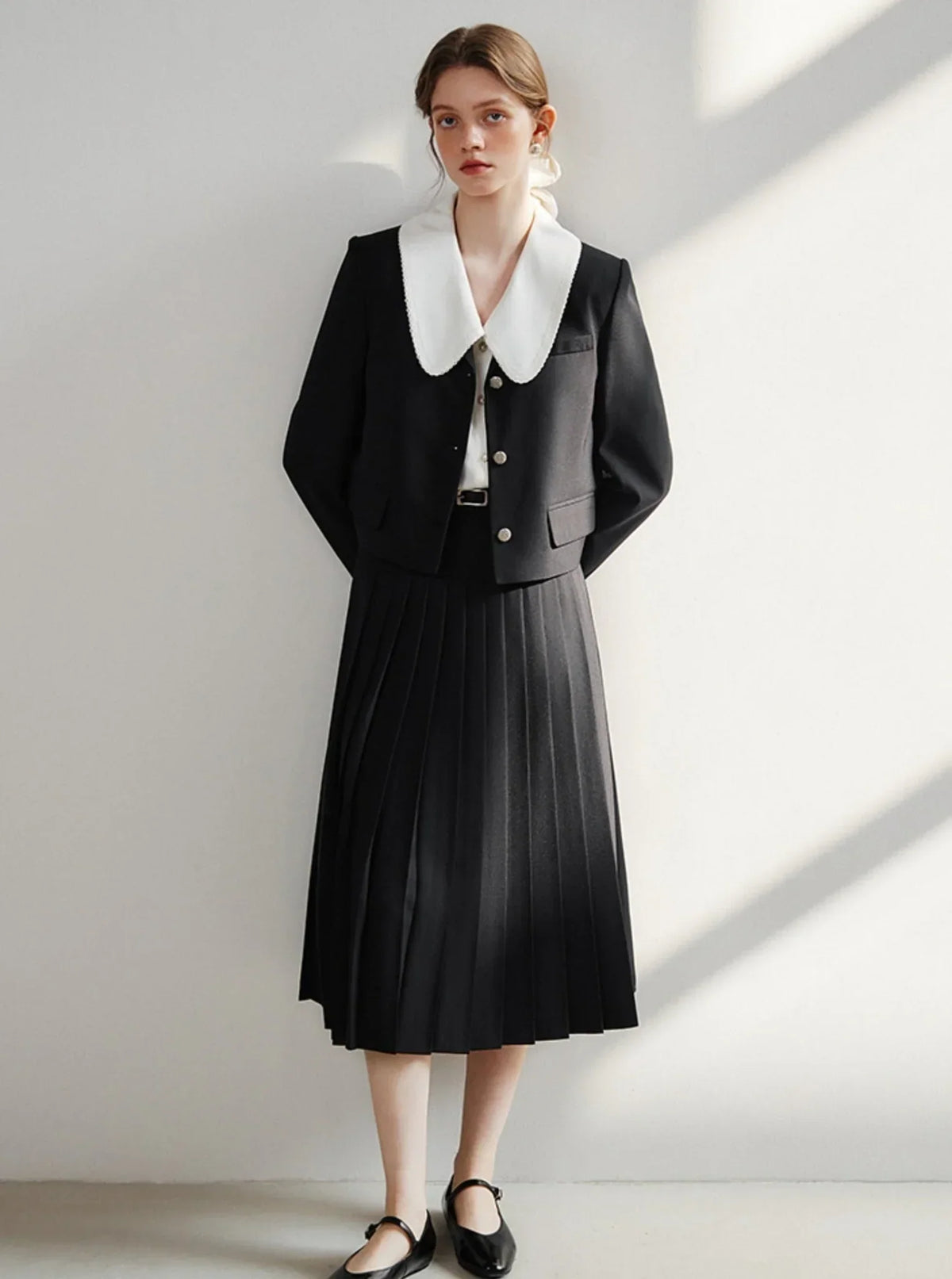 French Blazer High Waist A-Line Skirt Set-Up