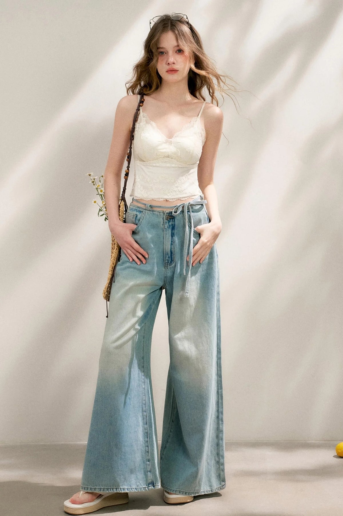 French Blue Wide-Leg Jeans