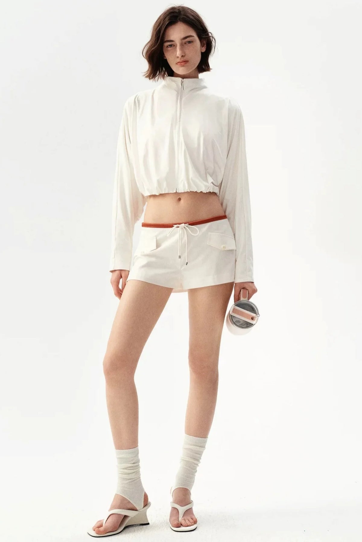 French Caramel Color Block Linen Shorts