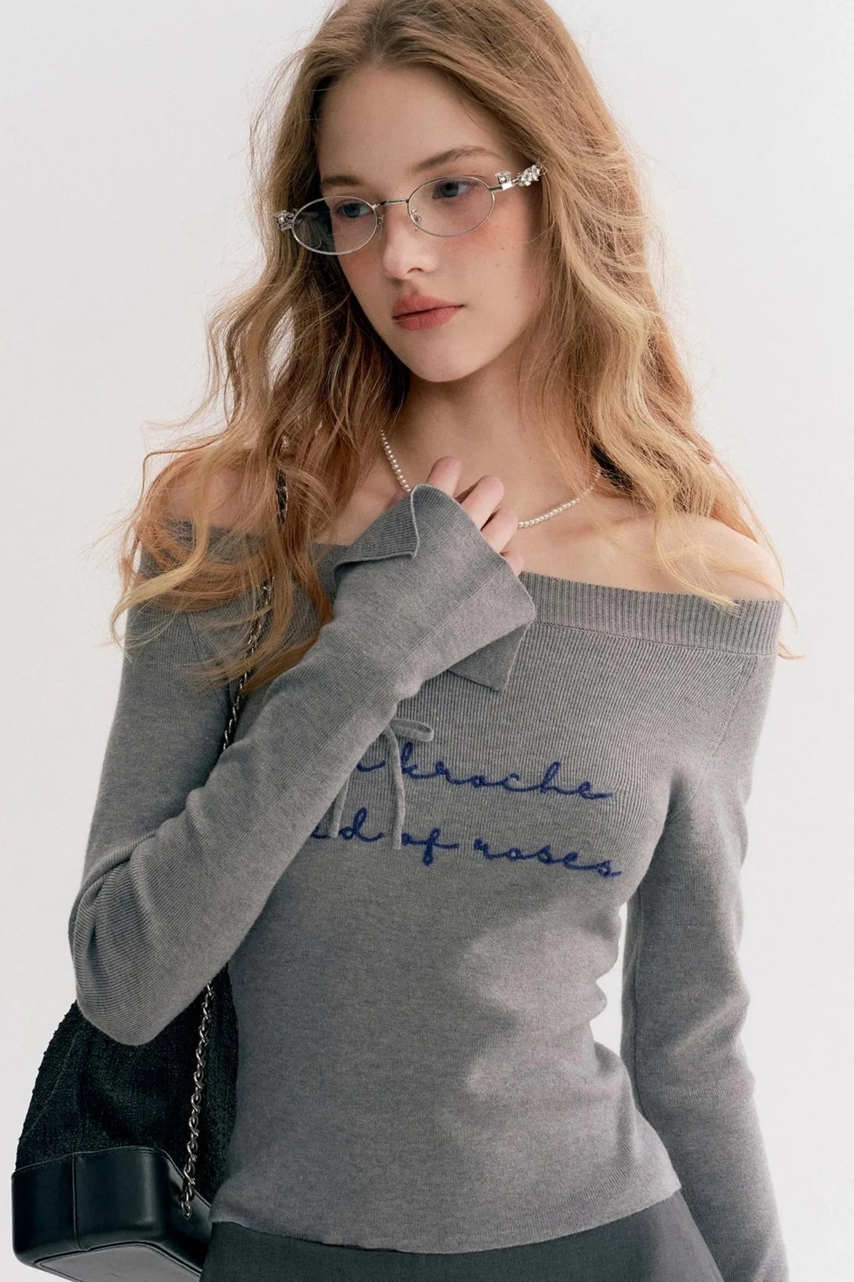 French Chain Sleeve Knit Top