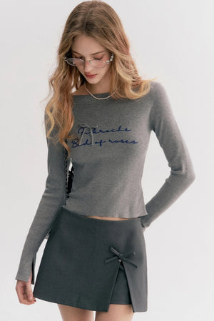 French Chain Sleeve Knit Top
