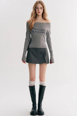French Chain Sleeve Knit Top