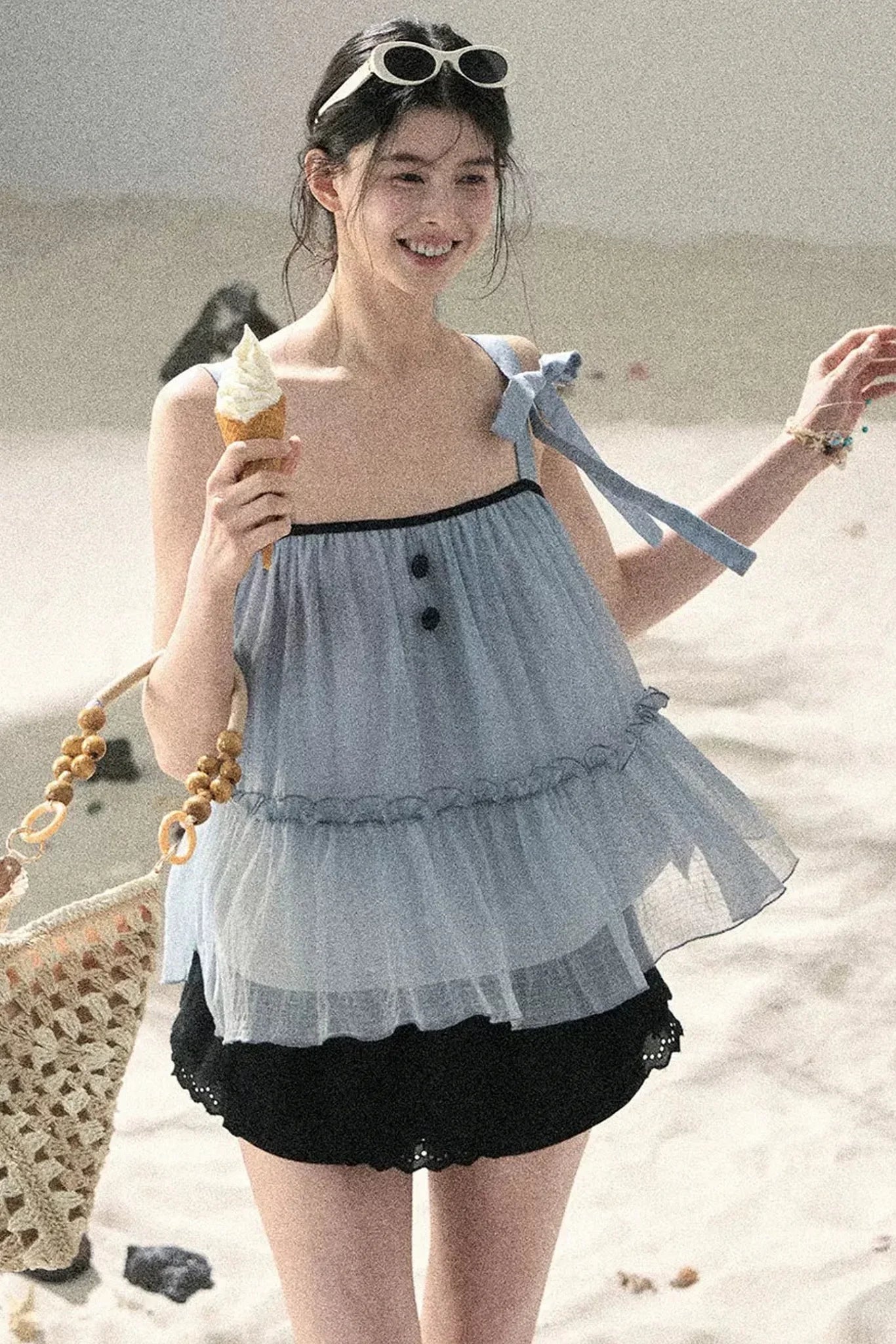French Chiffon Mesh Top