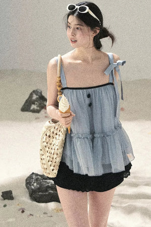 French Chiffon Mesh Top