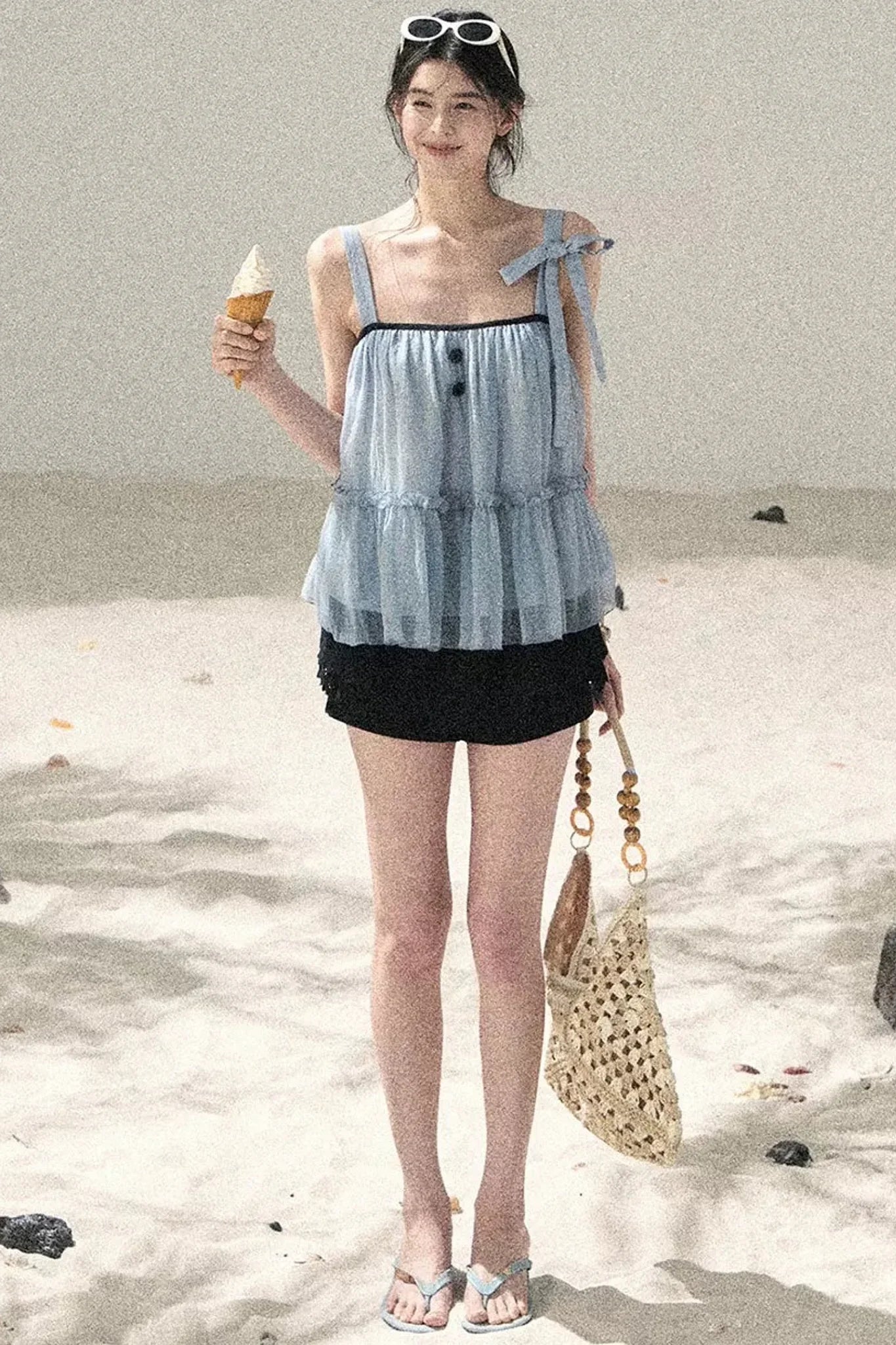 French Chiffon Mesh Top