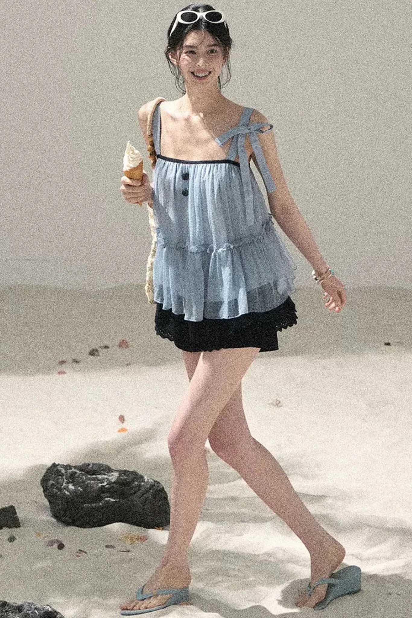 French Chiffon Mesh Top