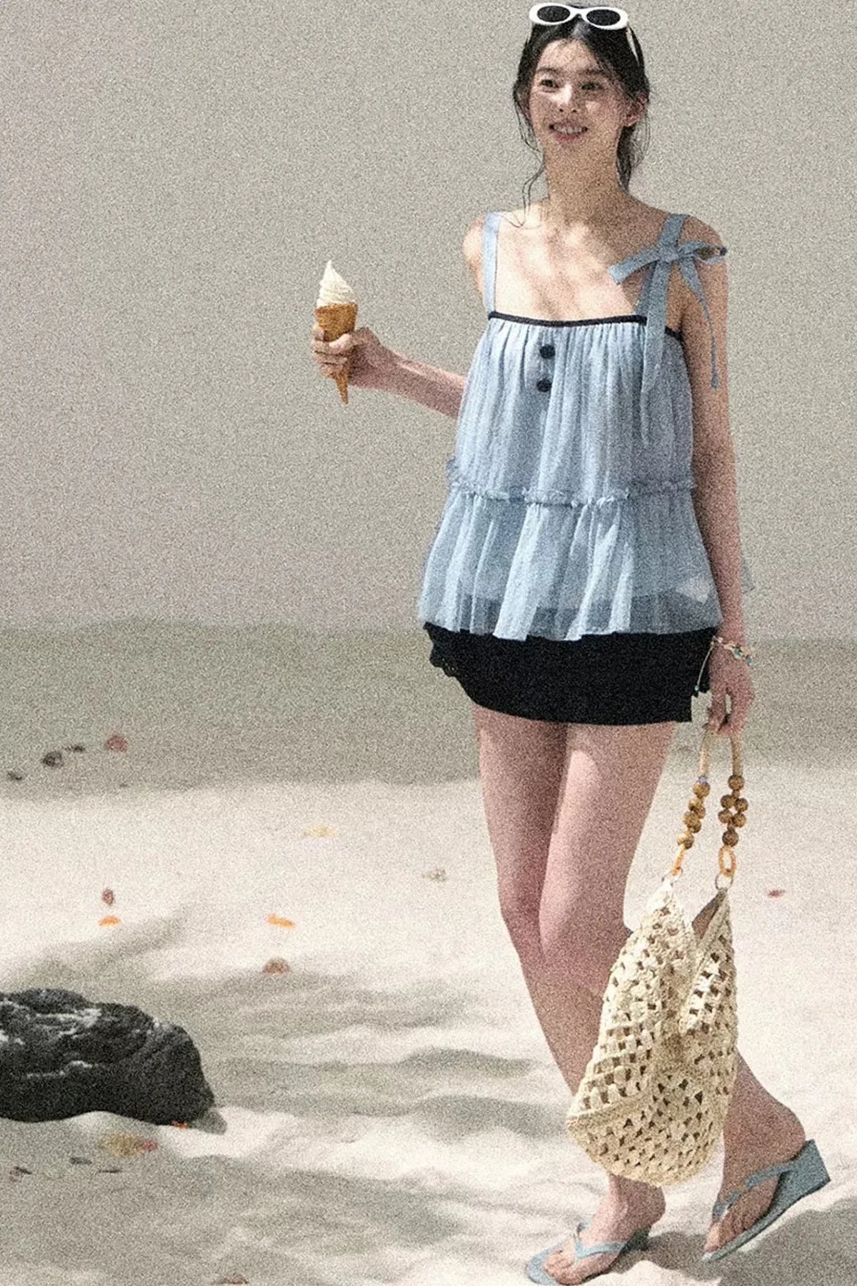 French Chiffon Mesh Top