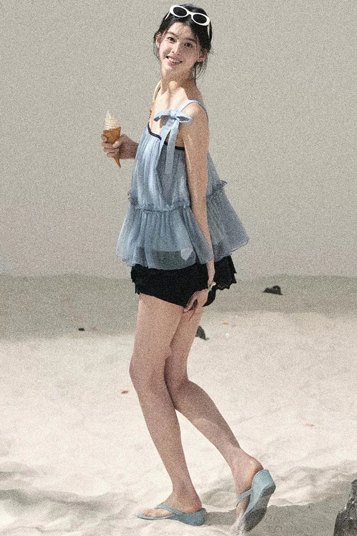 French Chiffon Mesh Top