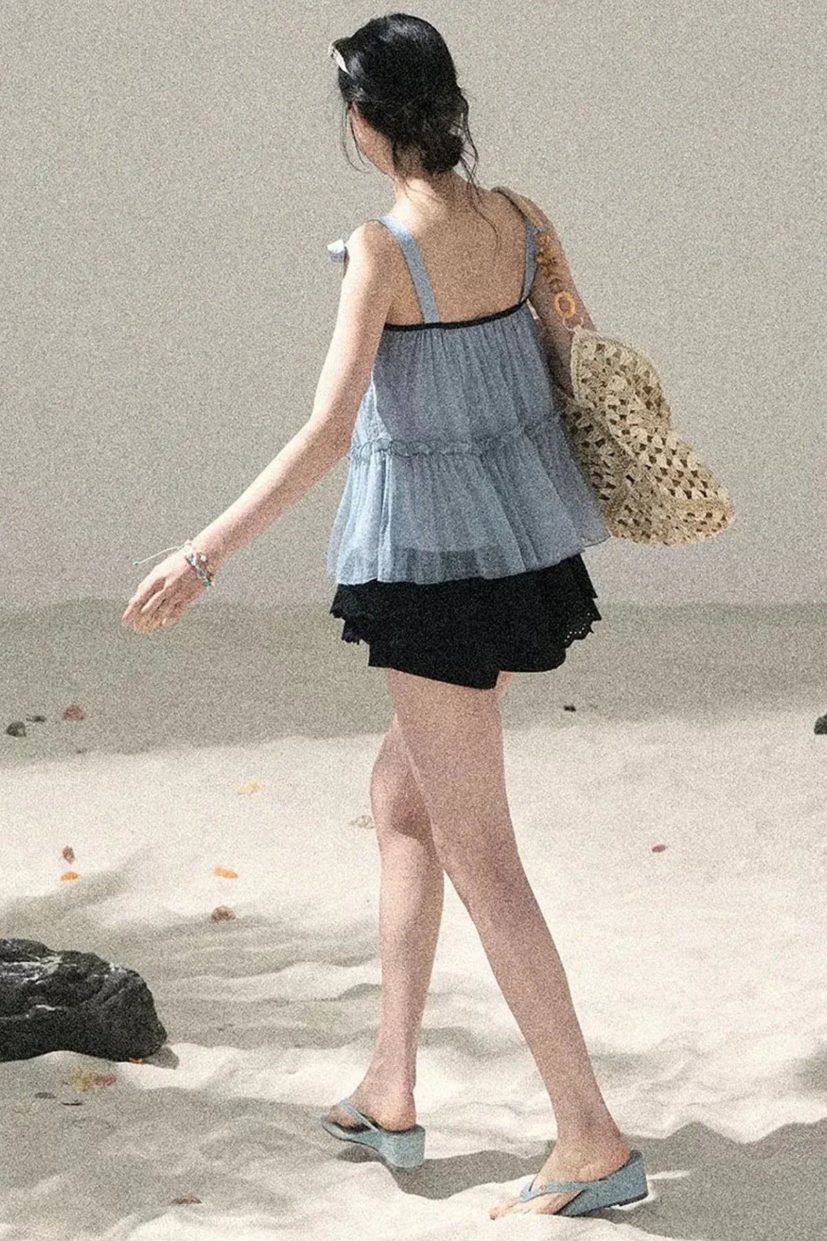 French Chiffon Mesh Top