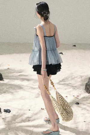 French Chiffon Mesh Top