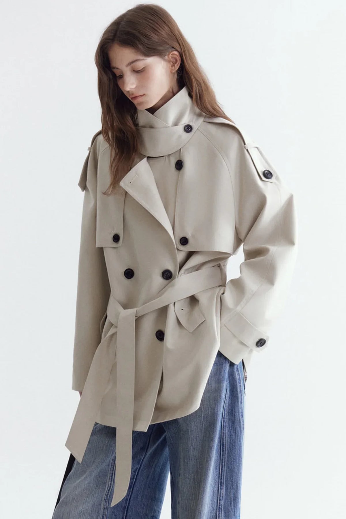 French Classic Double-Breasted Trench Coat