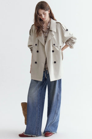 French Classic Double-Breasted Trench Coat