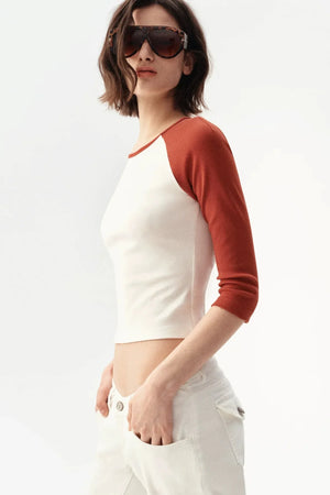 French Color-Blocked Raglan Top