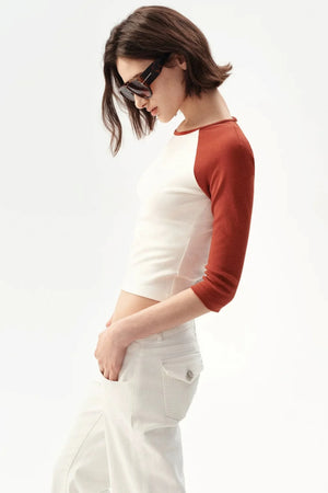 French Color-Blocked Raglan Top