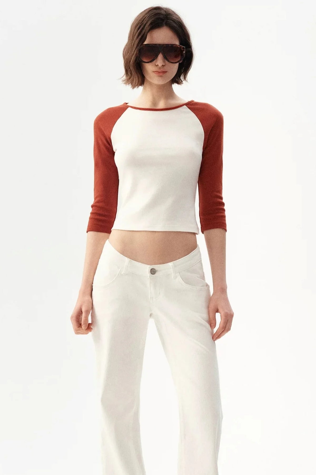 French Color-Blocked Raglan Top