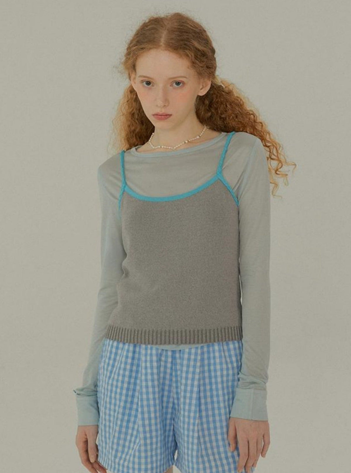 French Contrast Knit Vest Top
