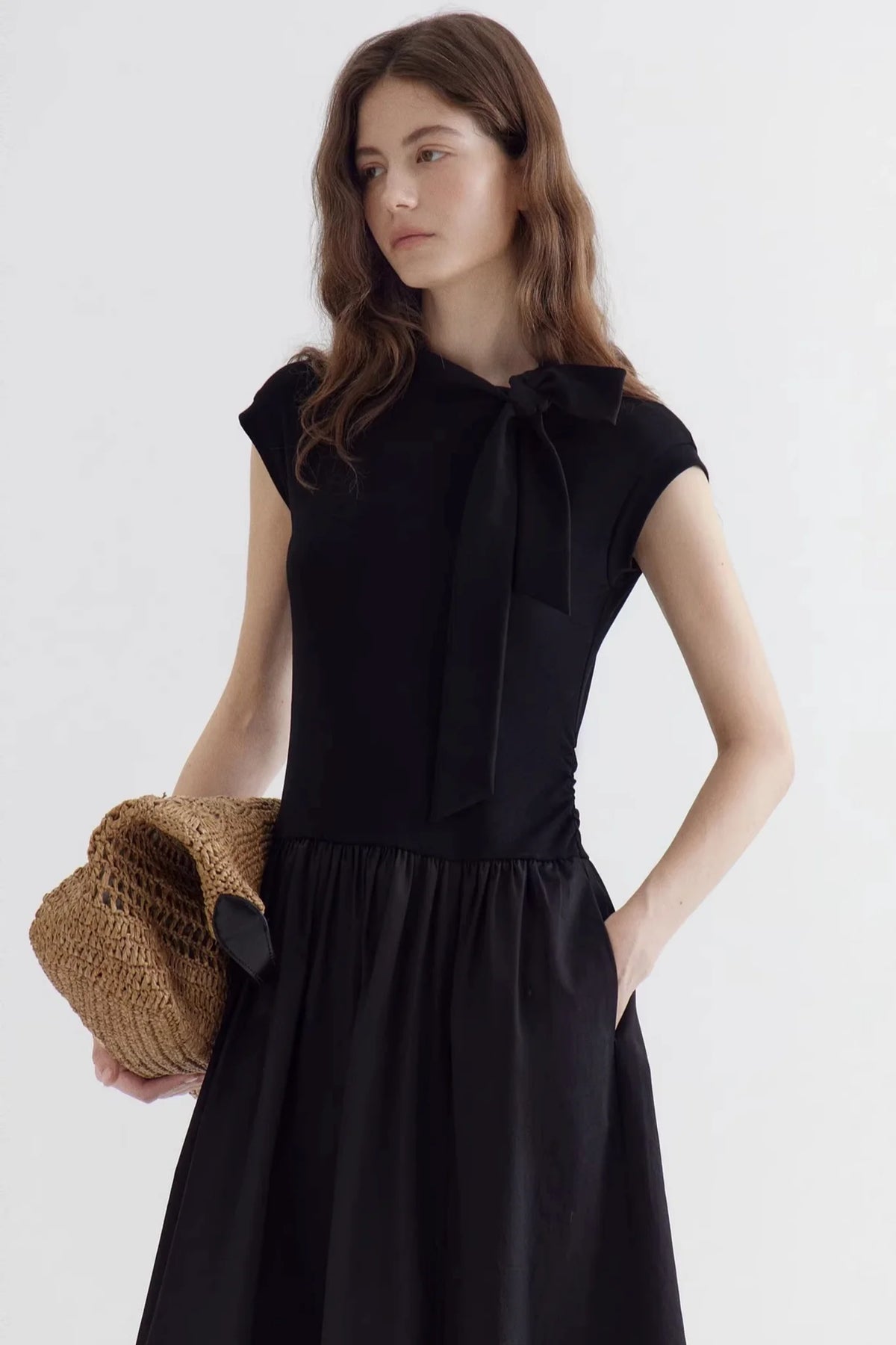 French Drapey Patchwork Dress