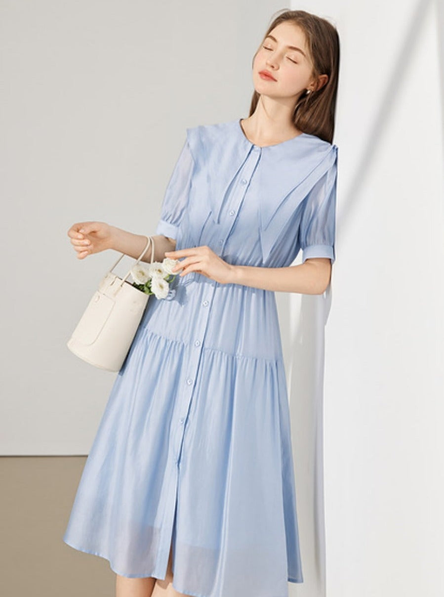 French Elegant Navy Dress