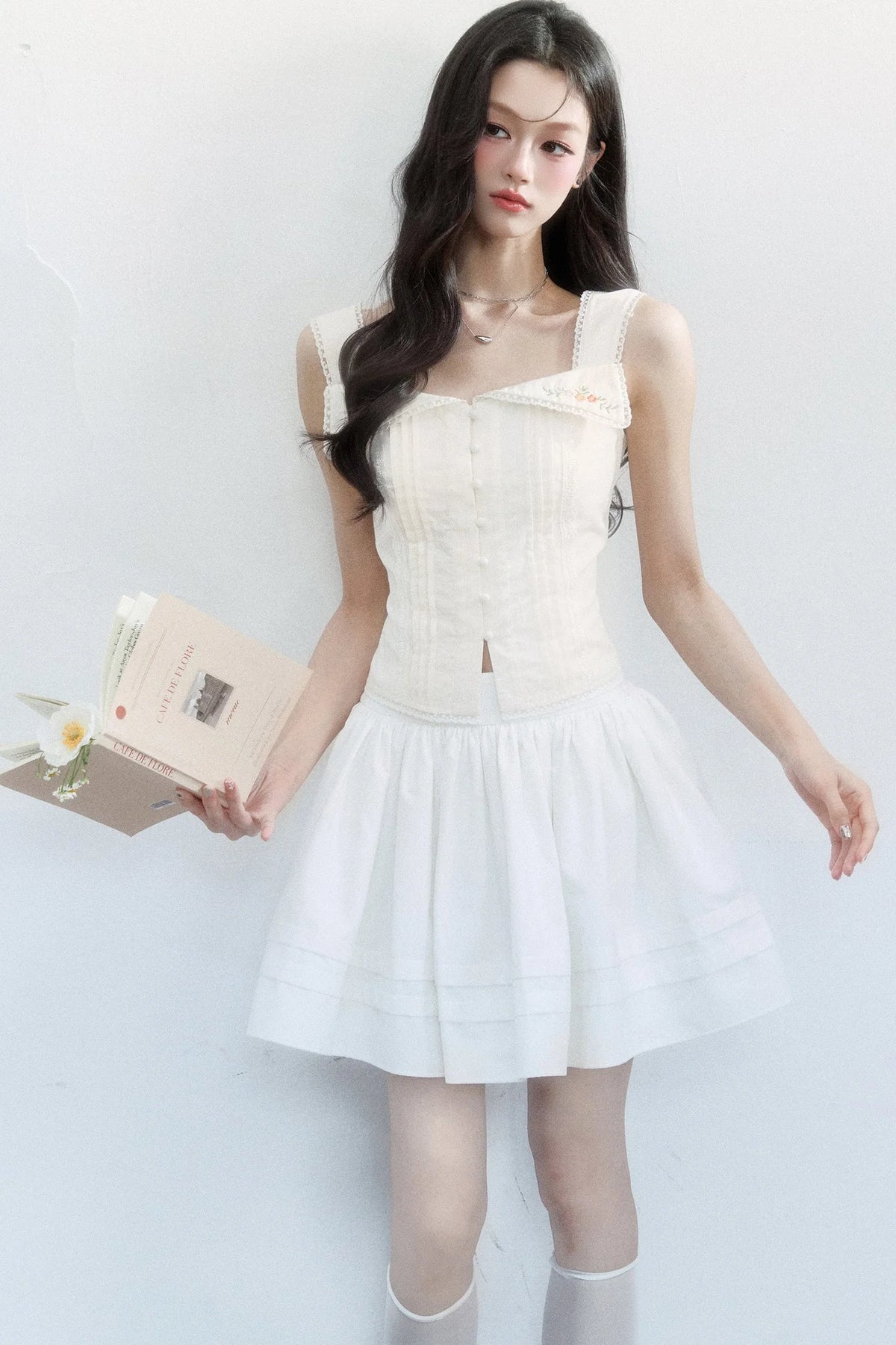 French Embroidered Square Neck Camisole