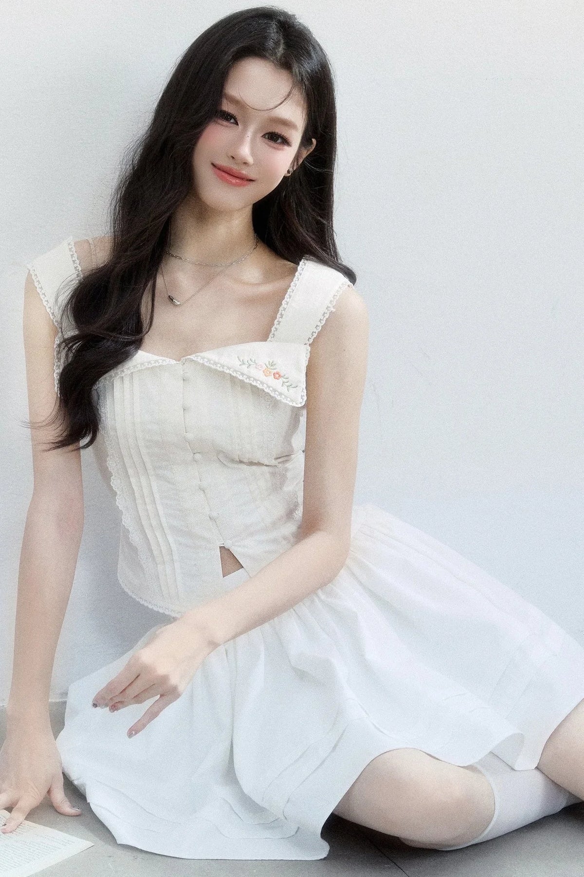 French Embroidered Square Neck Camisole