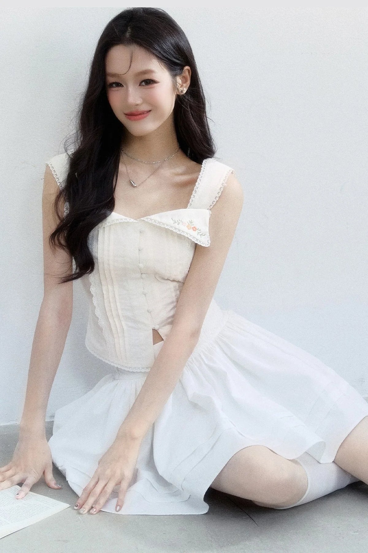 French Embroidered Square Neck Camisole