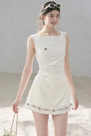 French Embroidery A-Line Dress
