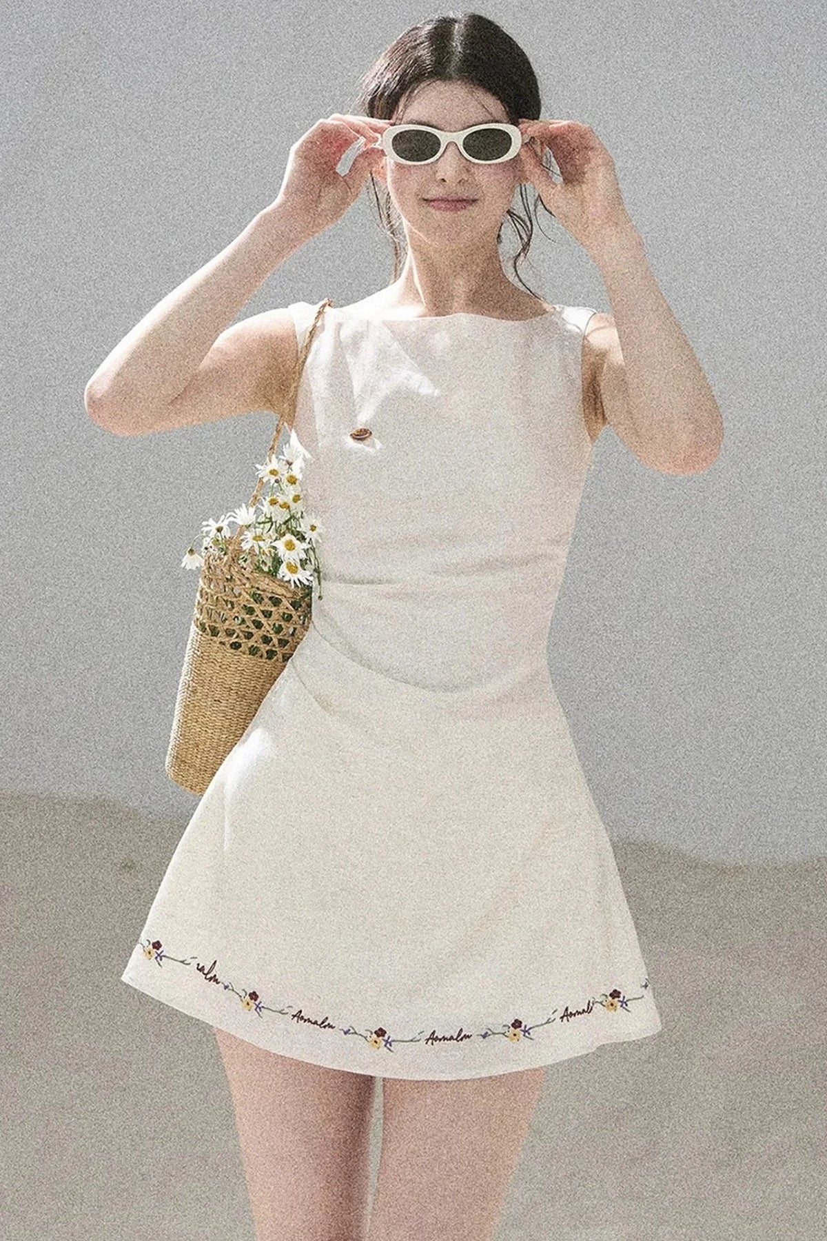 French Embroidery A-Line Dress