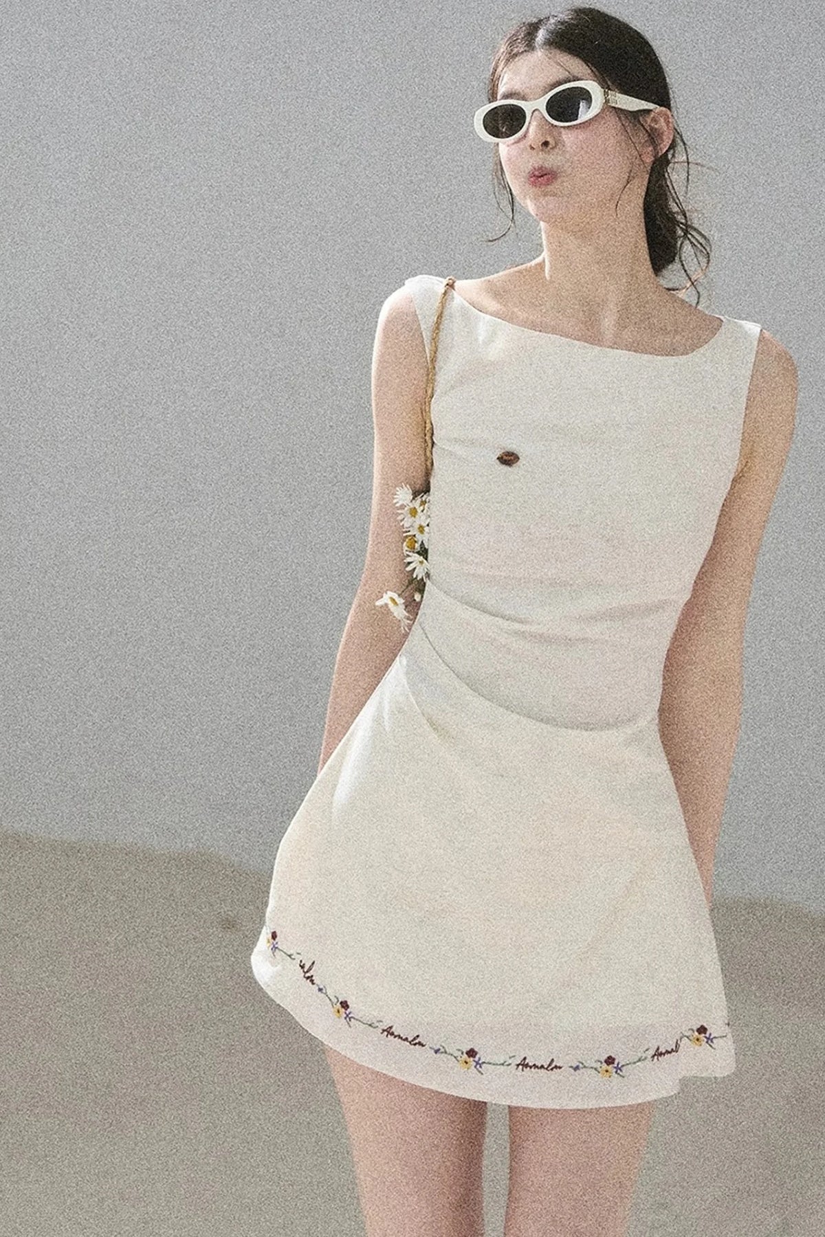 French Embroidery A-Line Dress