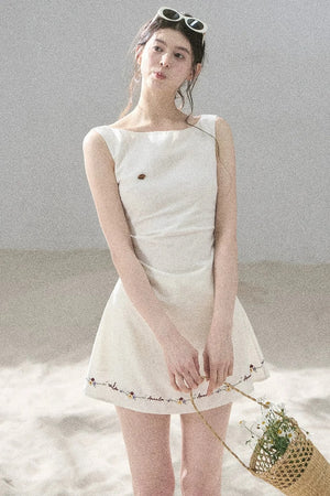 French Embroidery A-Line Dress