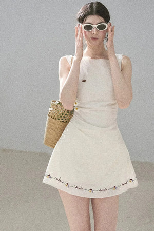 French Embroidery A-Line Dress