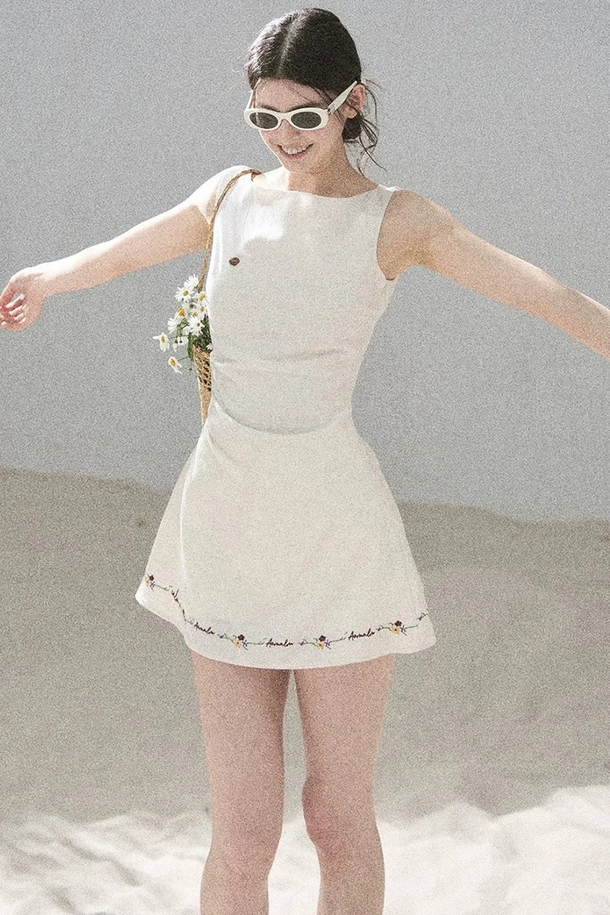 French Embroidery A-Line Dress
