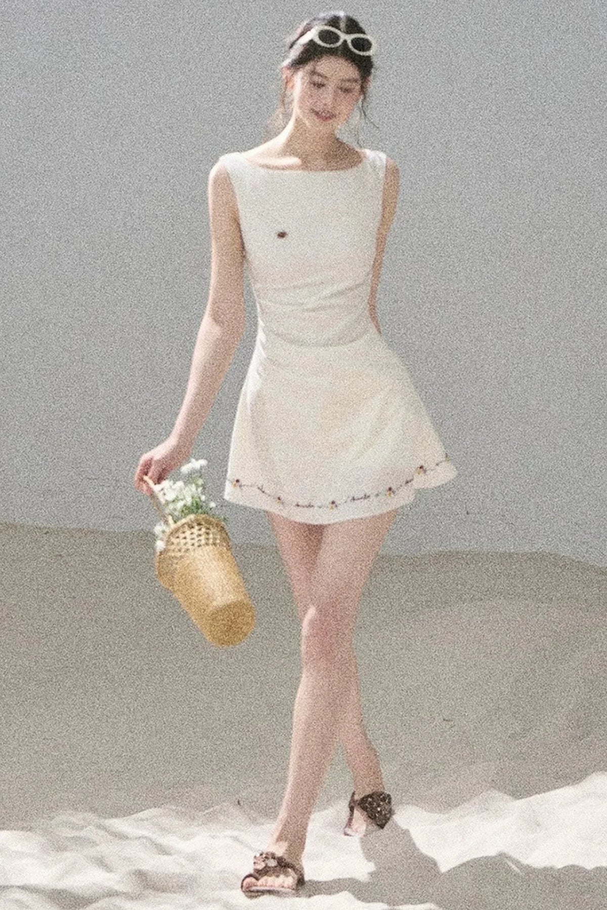 French Embroidery A-Line Dress