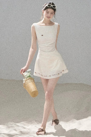 French Embroidery A-Line Dress