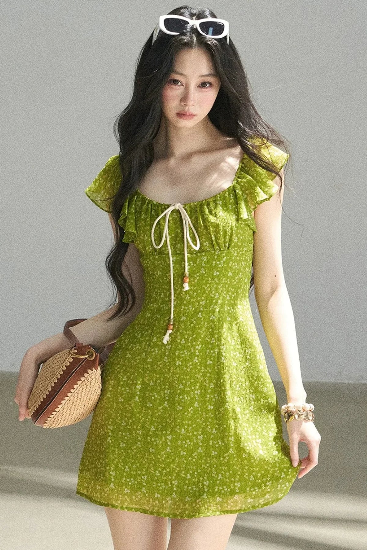 French Floral Chiffon Dress