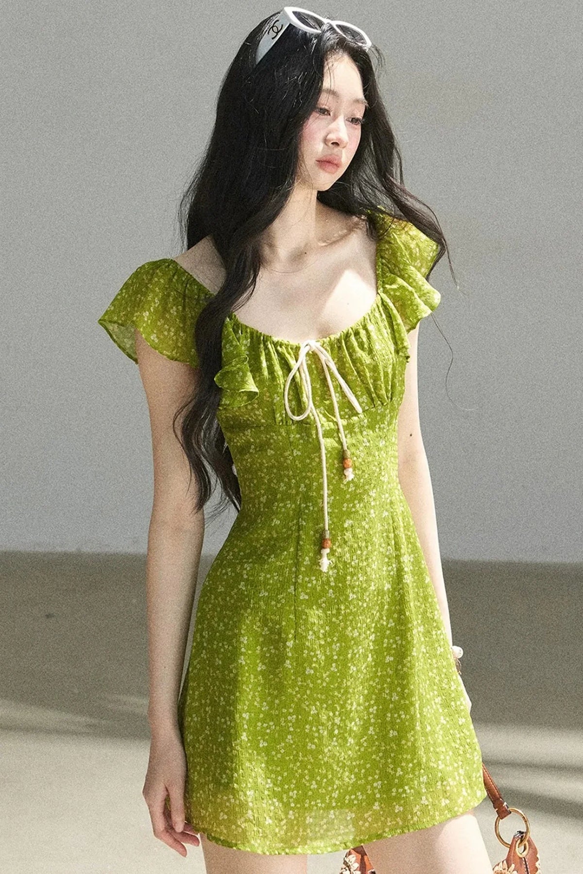 French Floral Chiffon Dress