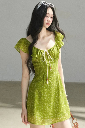 French Floral Chiffon Dress